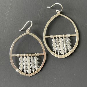 Silpada sterling silver oxidized oval earrings with crystal beads